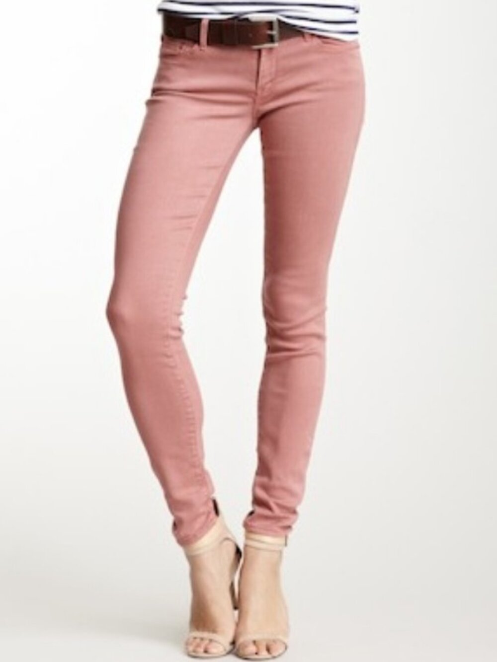 MOTHER The Looker Pop Skinny Jeans Women's Size 24 Pink Old Rose Raw Hem Stretch